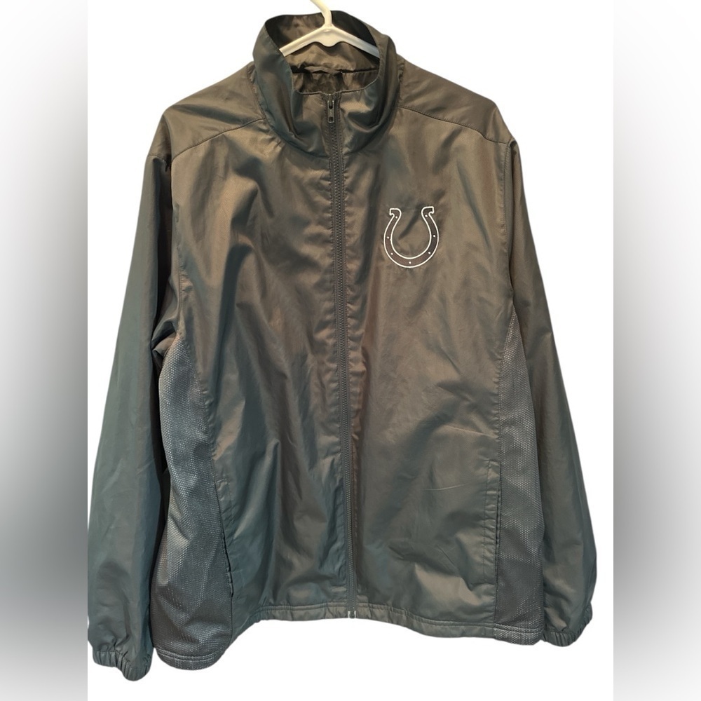 Reebok NFL Indianapolis Colts Mens Football Gray Windbreaker Rain Jacket Medium